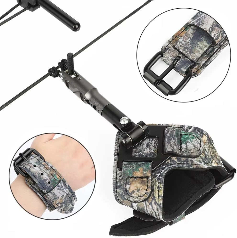 Bow Release for Compound Bow - Archery Release Trigger 360° Adjustable Wristband Release Aids for Hunting Shooting, Camouflage