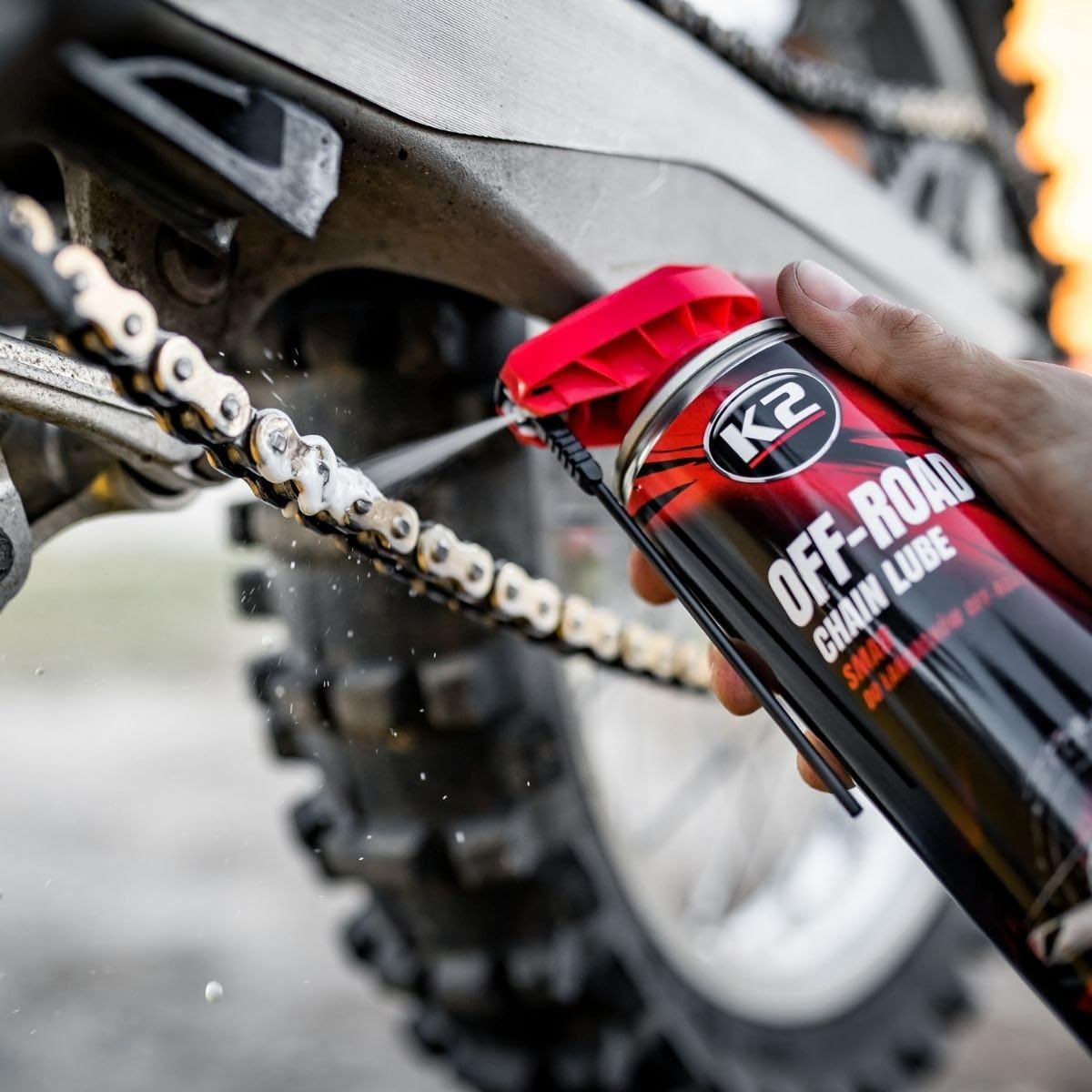 K2 Lubricante para Cadenas de Motos Off-Road, Mantiene Limpieza y Funcionalidad Chain Lube Grasa para Cadenas 500ml