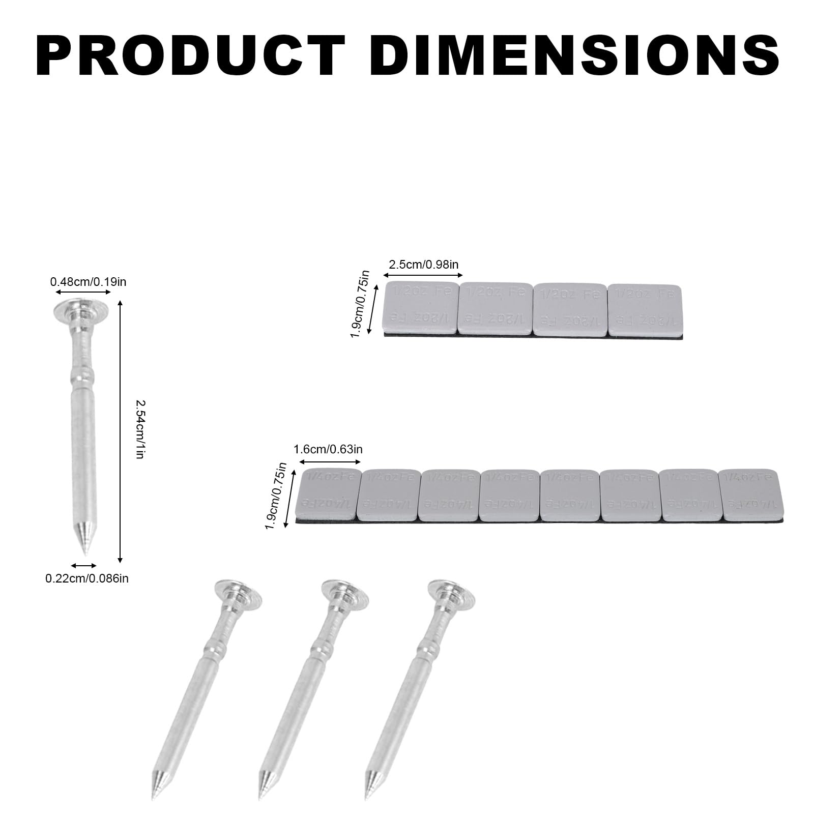 Axles and Weights Kit for Pinewood Derby Car, 4 Polished 2.54cm/1in Grooved Axles & 12 Racing Weights for Friction Reduction Zero Wobble & Center of Gravity Tuning (Gray) - 3