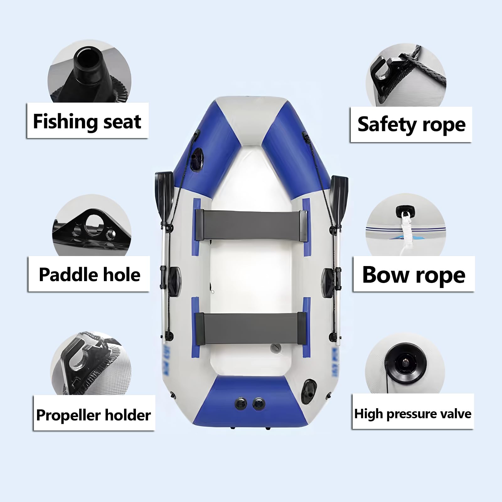 Bote Neumático Inflable, Bote Inflable - Balsa Portátil para Adultos, Kayak Inflable para Viajes En Río, Peso Máx 488Kg