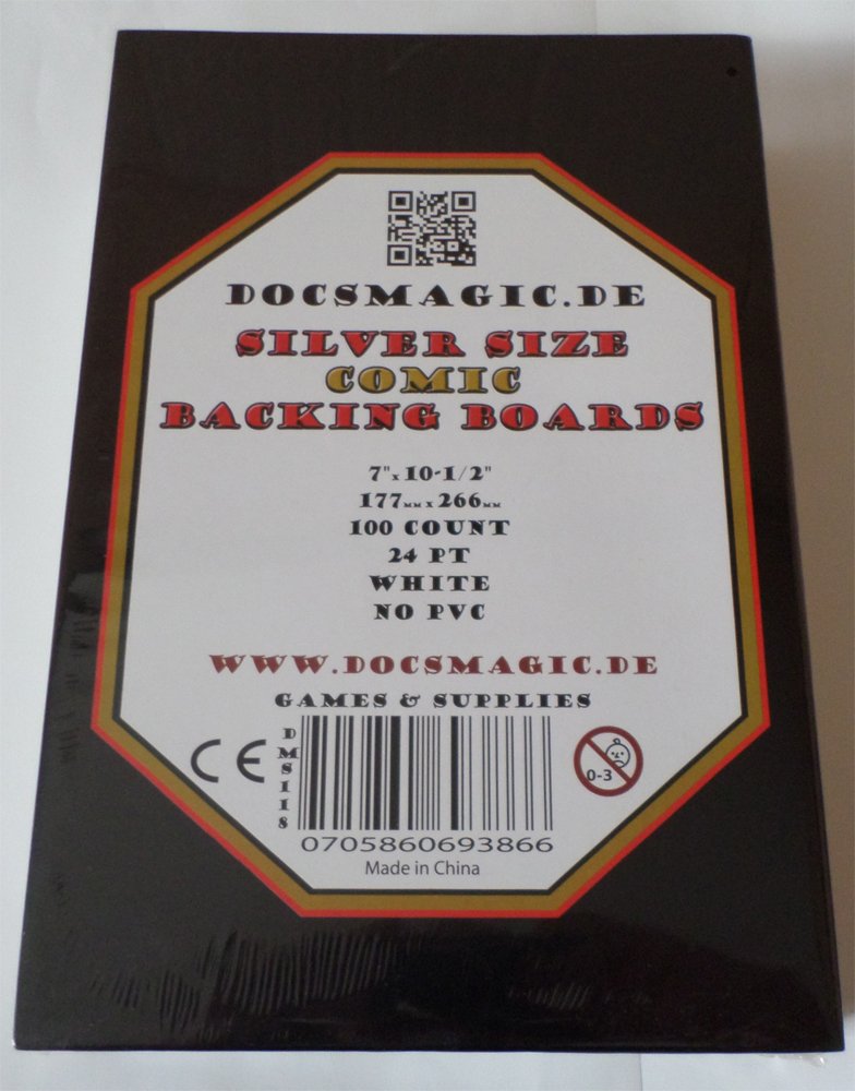 docsmagic.de 100 Sliver Size Comic Book Backing Boards 7" x10-1/2-24pt White - Tapas Traseras - Blanco