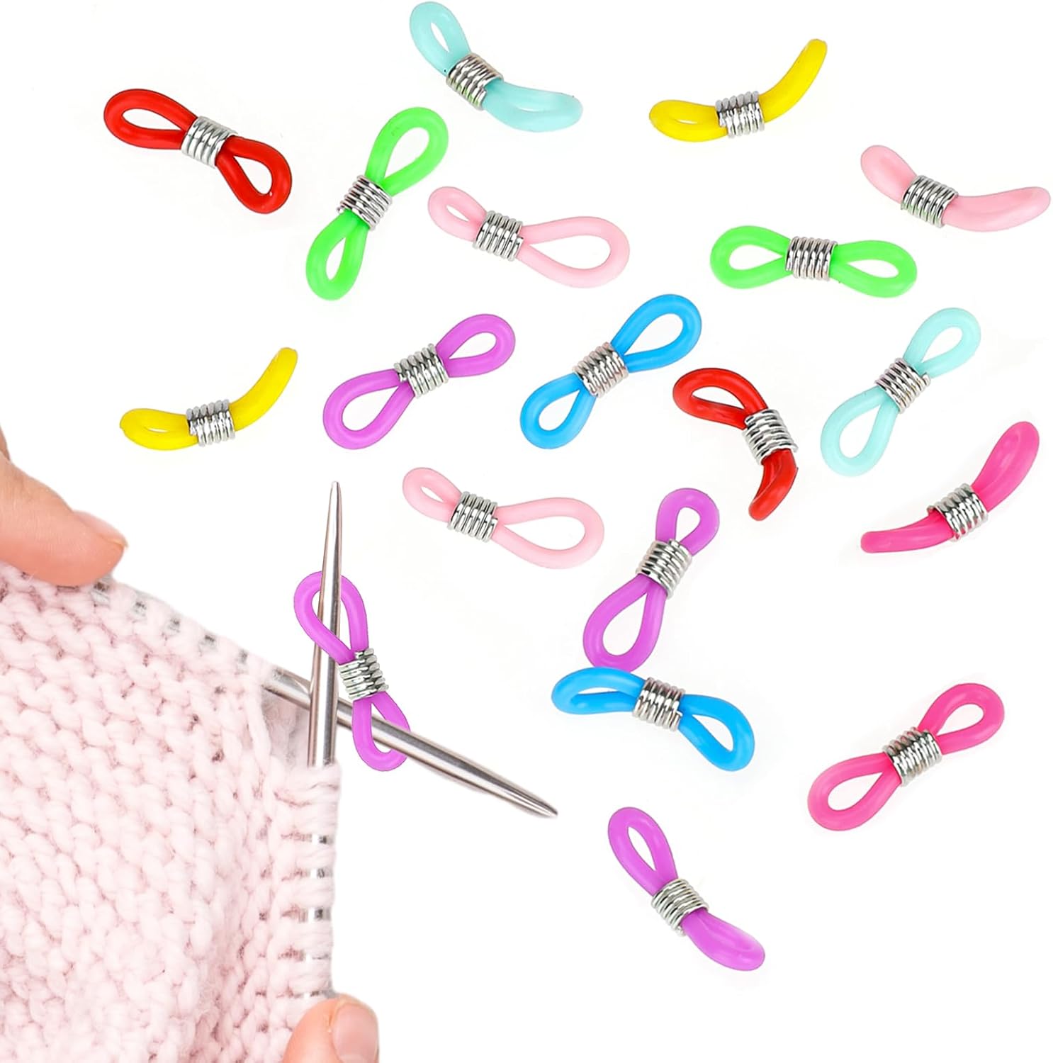 18pcs Knitting Needle Stoppers, Rubber Knitting Needle