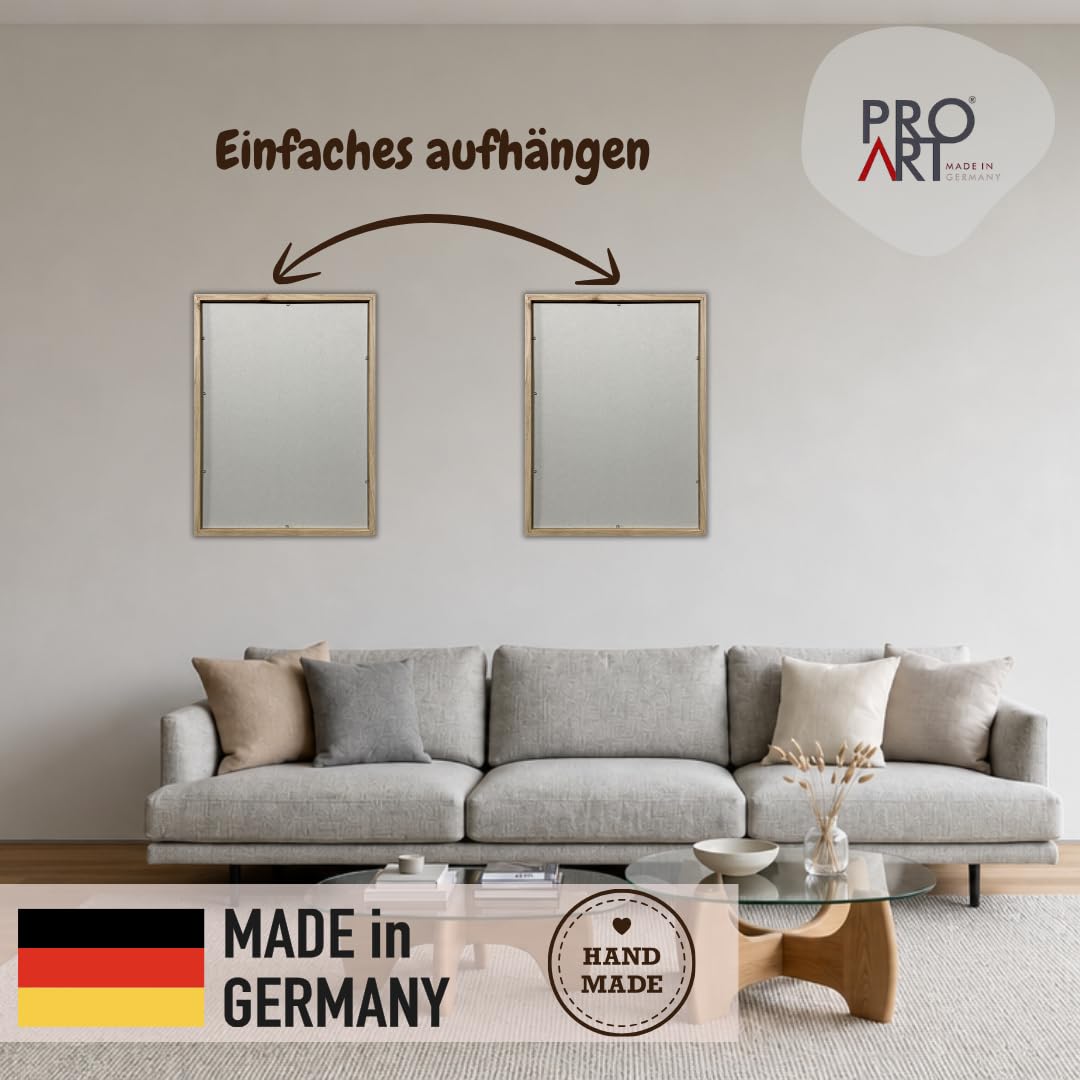 Pro-Art Gerahmte Wandbilder 2er Set 33x43 cm – Zarte Trockenblumen & Mohnkapseln Beige Boho Wanddeko Holzrahmen mit Glasscheibe Wohnzimmer Bilder mit Rahmen – Made in Germany
