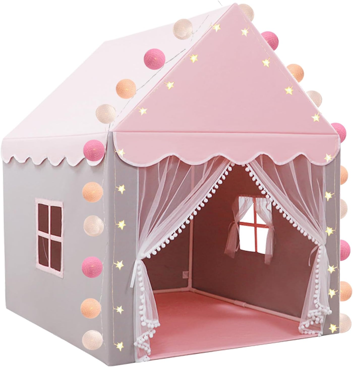 Capanna per bimbi rosa ELEpure 100x120x130 cm con LED