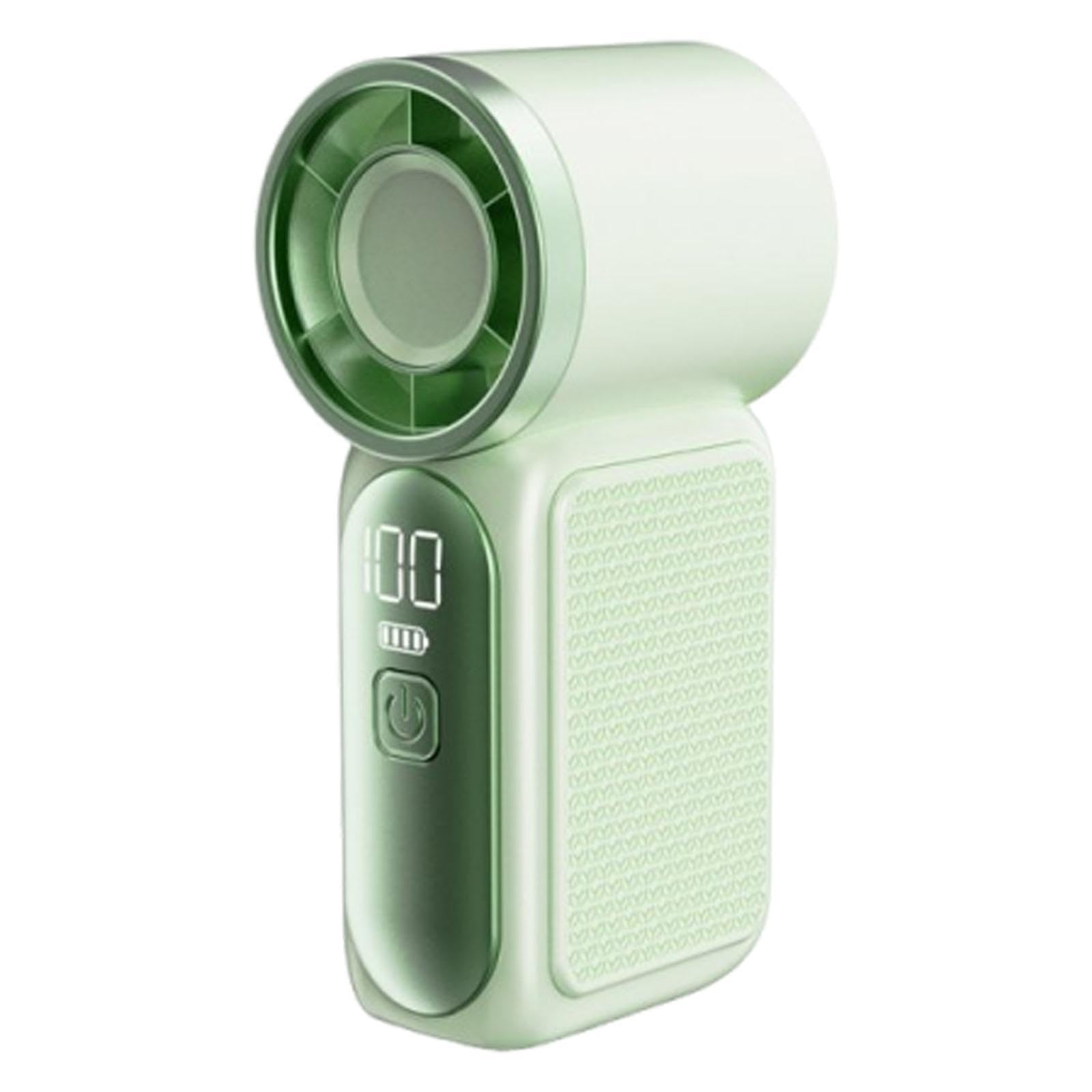 Fenteer Handheld Fan Mini Fan Quiet Powerful Lightweight LED Display Portable Accessory for Camping Home Outdoor Indoor, Green