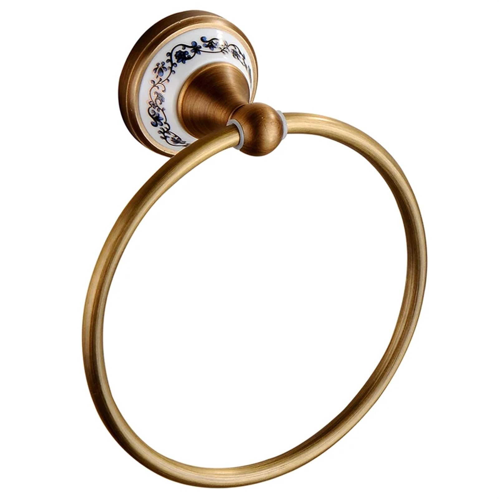Towel Ring Brushed Bronze Brass Towel Ring Oval Contemporary Bathroom Hand Holder Wall Mounted Antique Finish Rack(Style1)
