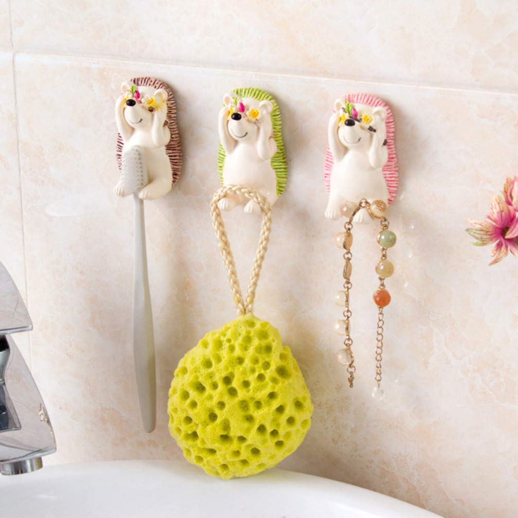 VASDEV 2 Soportes para cepillos de Dientes montados en la Pared Erizo multifunción de Dibujos Animados para cepillos de Dientes, Organizador Colgante, Suministros para baño Familiar (imag