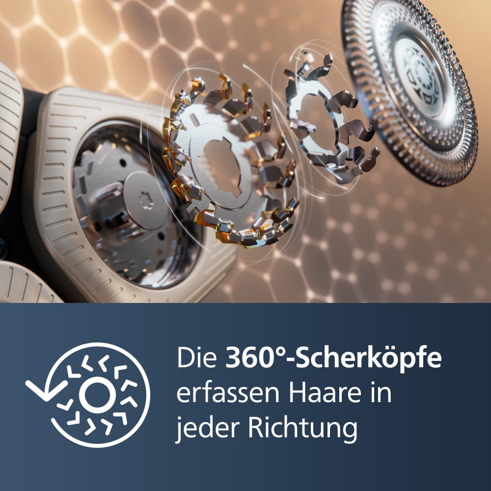 PHILIPS Rasierer S9000 Prestige Elektrischer Nass- und Trockenrasierer SkinIQ-Technologie Lift & Cut-Rasiersystem Bartstyler Reinigungsstation Qi-Ladepad Modell SP9885/35