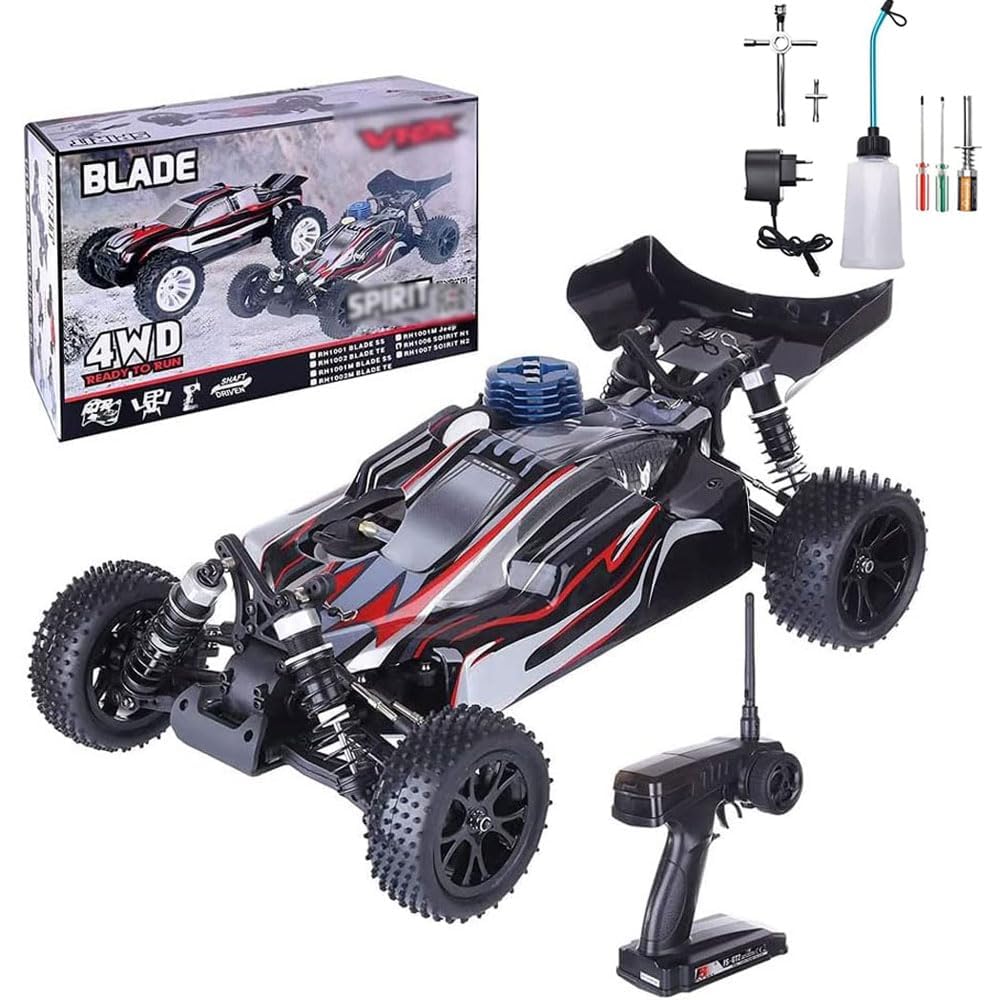 1/10 Nitro RC Car for Adult 70KM/H 2.4G Two-Speed Nitro Gas Power Remote Control Vehicle 4WD FC18 Gasoline Engine Drift Crawler Petrol Engine Hobby Truck Nitrogen Drive Model (Black)