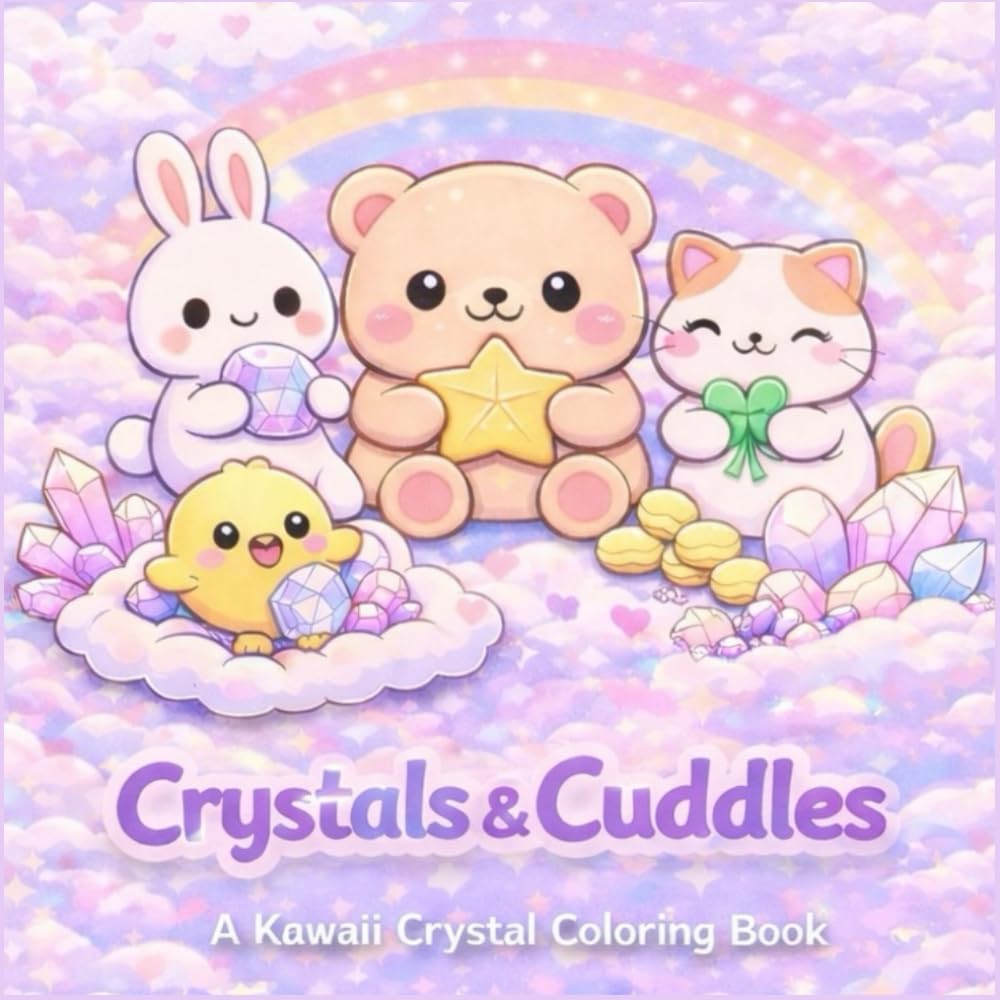 Cute Things Are Coming: Crystal Cuties: A Kawaii Crystal Coloring Book