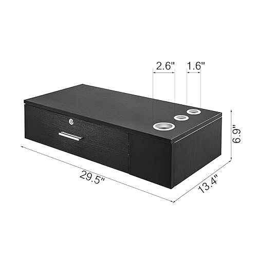 Miniatura 2 de VEVOR Black  White Salon Wall Mount Styling Station Classic Locking 2 Drawers Storage Beauty Salon Spa Equipment Barber Station