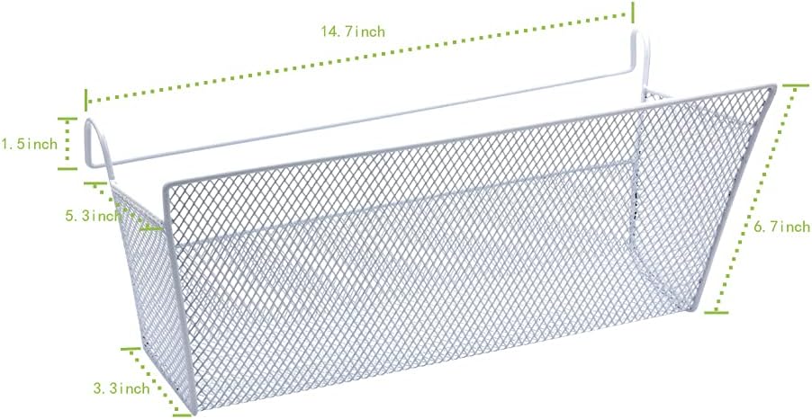 2 pcs Hanging metal mesh bedside storage basket， student dormitory bed storage baskets,used for bedside storage, beverage tissues and office rooms with hooks (white) - Image 2