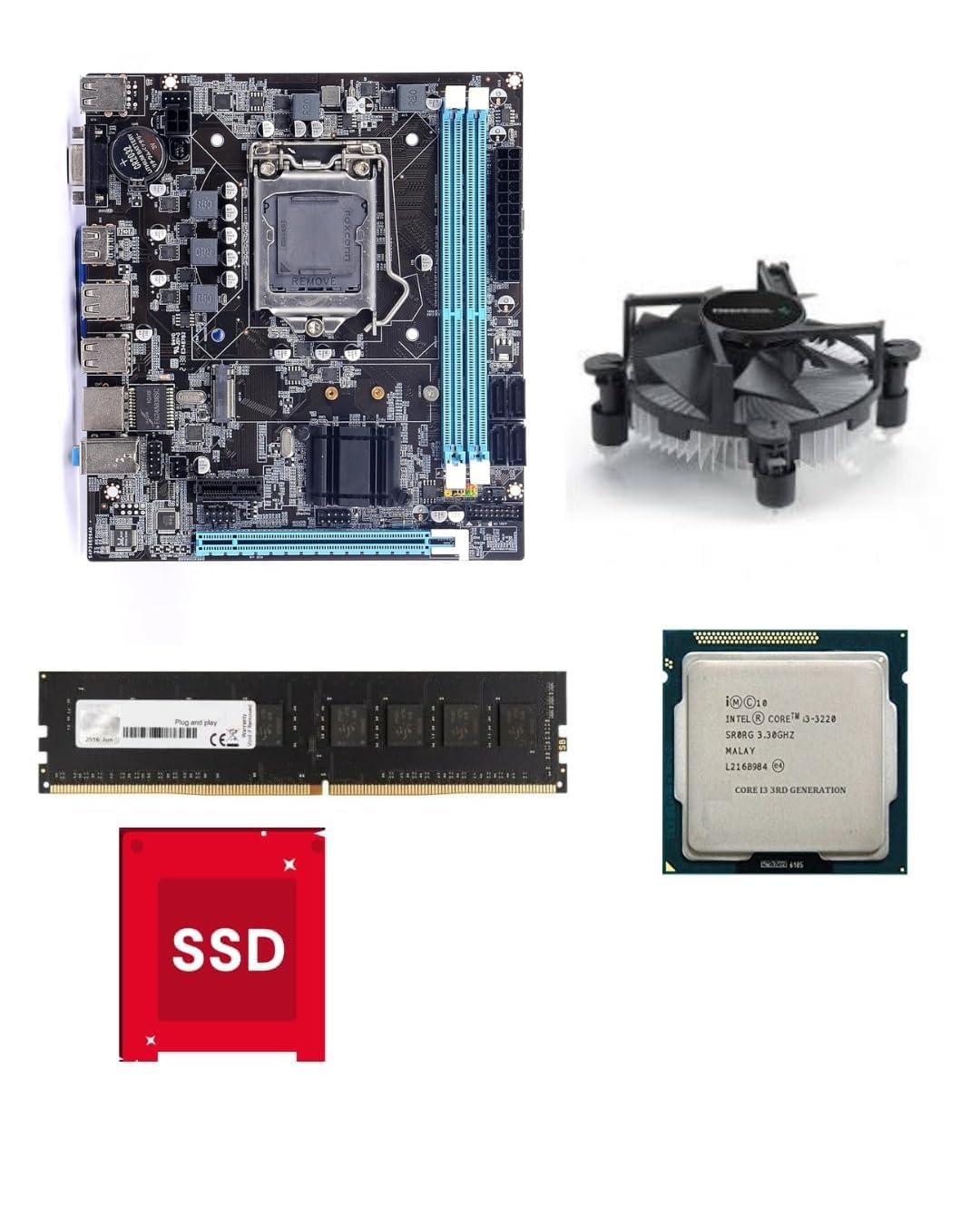 H61 Motherboard Assembled Combo kit with Core i3 3220/3240 Processor 3.0Ghz + 8GB DDR3 RAM + CPU Fan + 128GB SSD (Windows 10) (2 Year Replacement Warranty)-picture-13