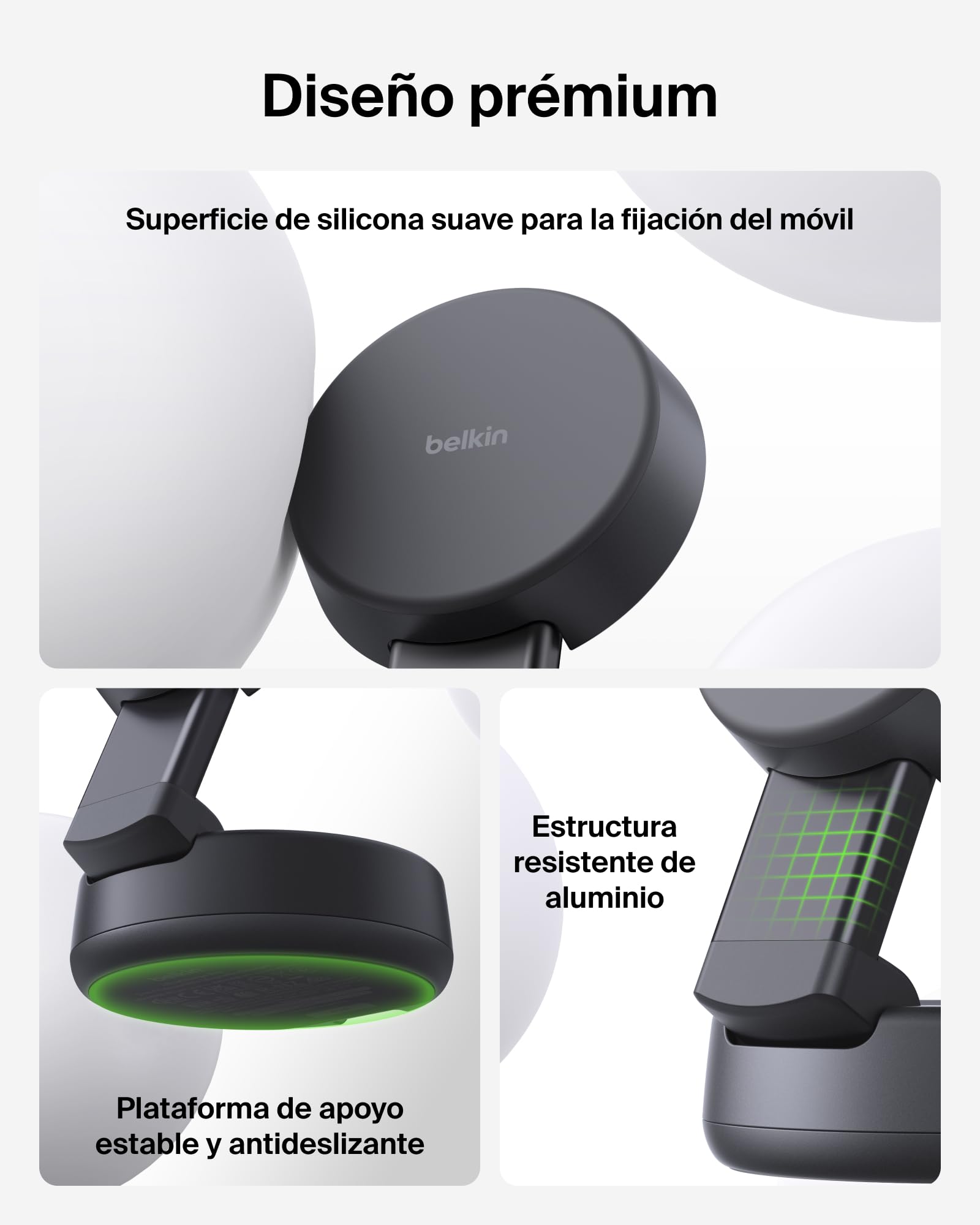 Belkin UltraCharge Pro Cargador Inalámbrico Magnético 2 en 1 Qi2 25W Carbón | Convertible, Estación Magnética Carga Inalámbrica MagSafe, Certificación Qi2.2, iPhone, Apple Watch y Cascos, Adaptador 45W
