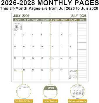 2026-2028 Pocket Calendar for Purse, Mini Monthly Planner 3.5x6.5, Flower