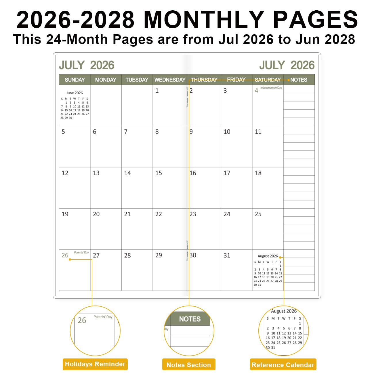 Mini-Taschenplaner 2025–2027 – Juli 2025 bis Juni 2027, 8,9 x 16,5 cm, sattelgenähter Monatskalender mit Notizseiten, kompakter Organizer für Geldbörse, Büro und Reisen, Crushed Flower