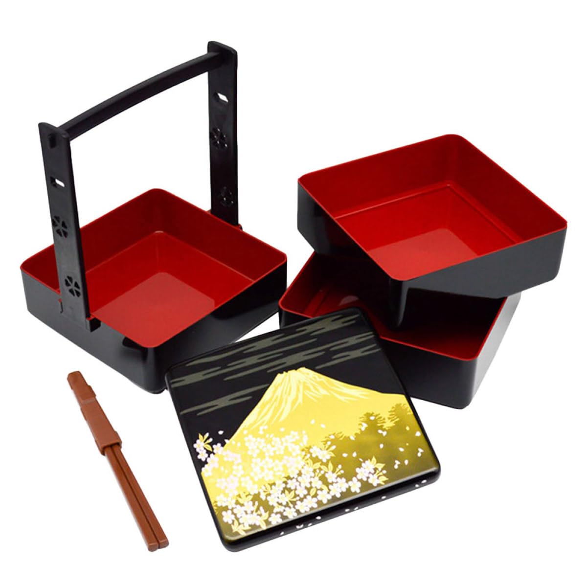 Veemoon Contenitore Per Alimenti Bento Box Giapponese Porta Pranzo in Abs Coperchio, Scatola Sushi Da Picnic Per Famiglia e Scuola, Lunch Box Portatile Multistrato 16,5x15x20 Cm