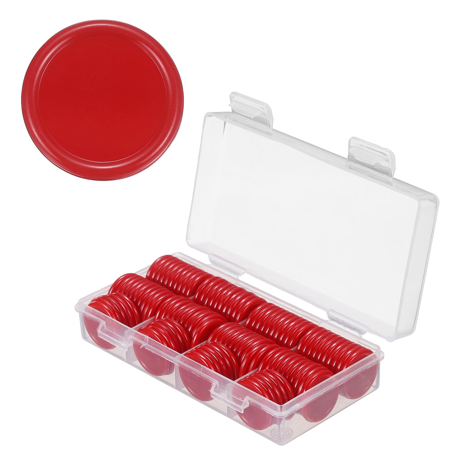 sourcing map 100Pcs Plastic Poker Chips, 20mm, Red