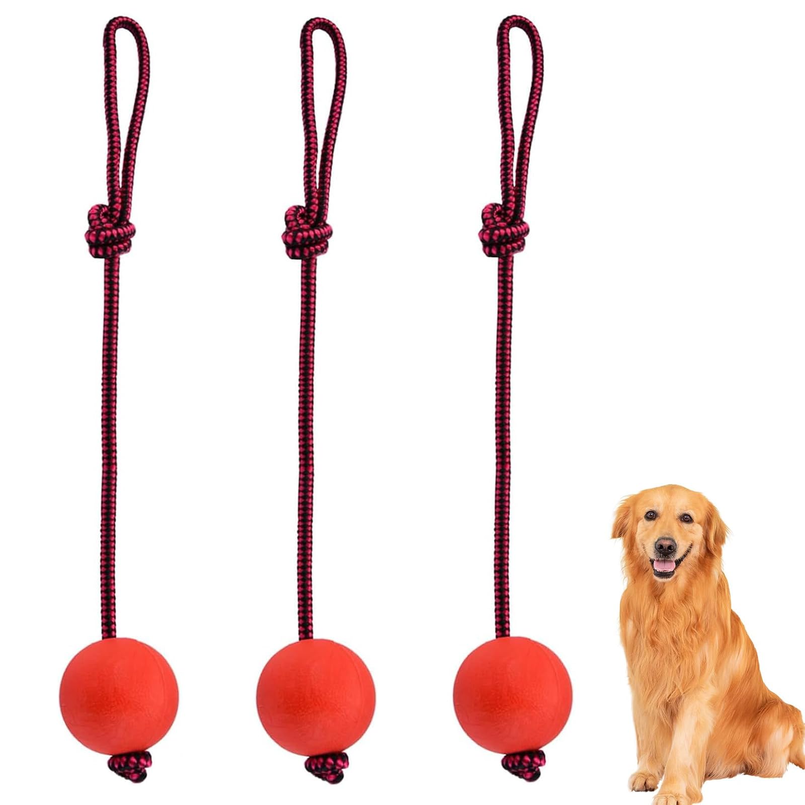 YSBCNK 3 Pack Dog Ball On Rope, Interactive Dog Toys