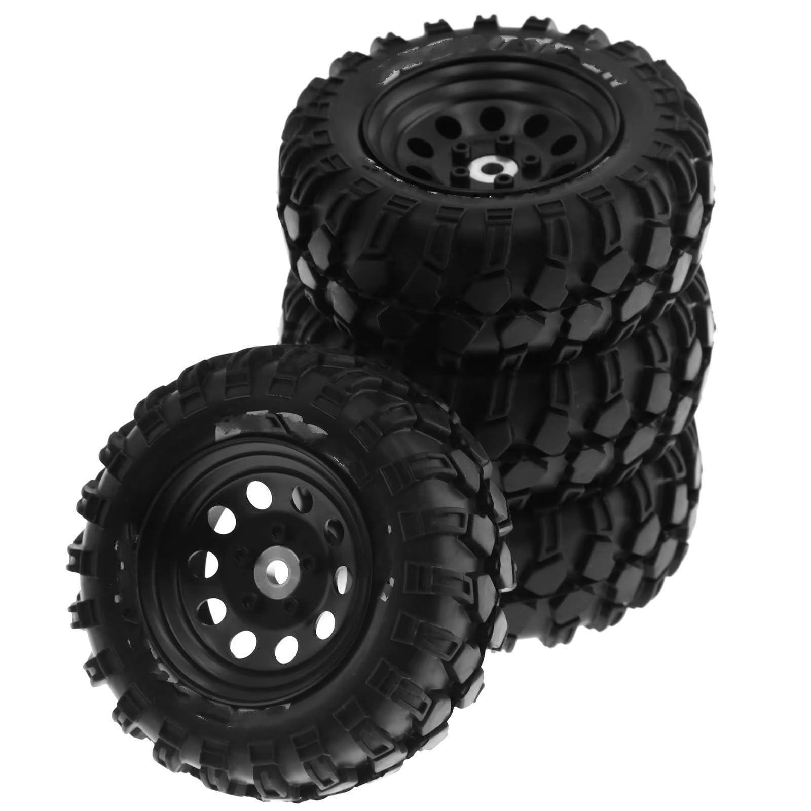 RC-Reifen Für Traxxas Für TRX4 D90 D110 Für Axial Für SCX10 1/10 RC Crawler Auto 93 Mm Metall 1,9 Zoll Beadlock Felge Gummireifen Set 4 Stück(Black)