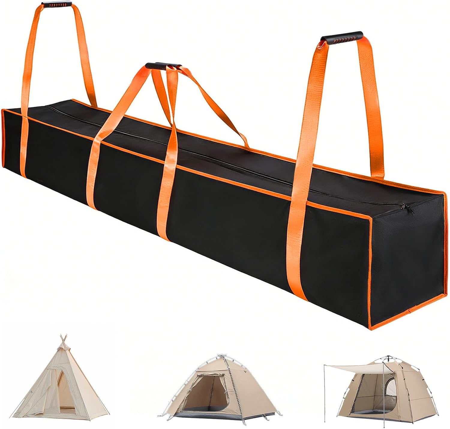 Large Tent Storage Bag, 67" L x 12" W x 12" H Camping Tent Bag Replacement Design with Reinforced Handles & Dual Zipper for Party Tent Pole Canopy Hammock, 600D Waterproof Duffel Travel Bag
