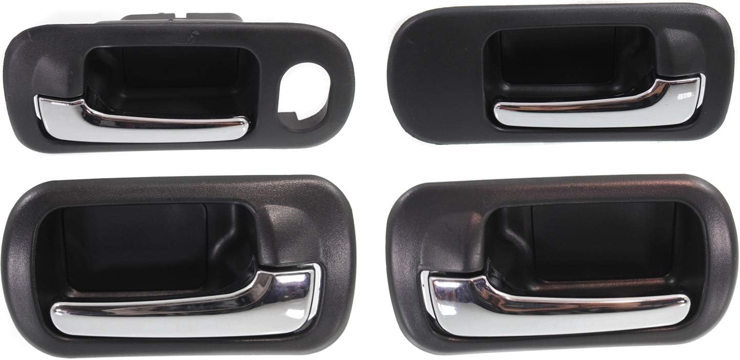 Interior Door Handle Compatible with HONDA Civic 2001-2005 Front and Rear Door Handle Right Side and Left Side Set of 4 Inside Chrome Black Sedan EX/LX/Hybrid Models