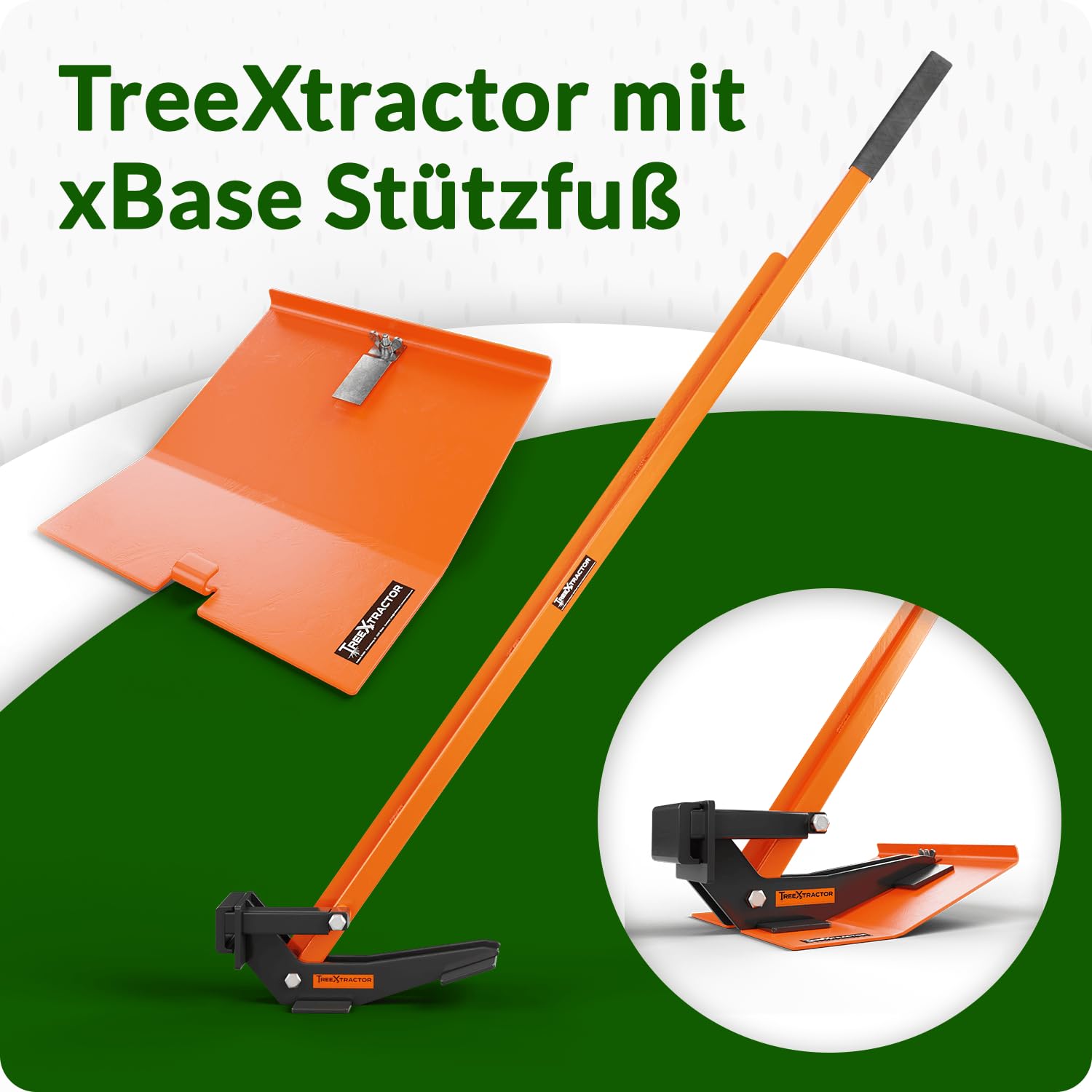 TreeXtractor mit Xbase Wurzelstock Entferner mit Stützfuß für Stämme bis 5cm