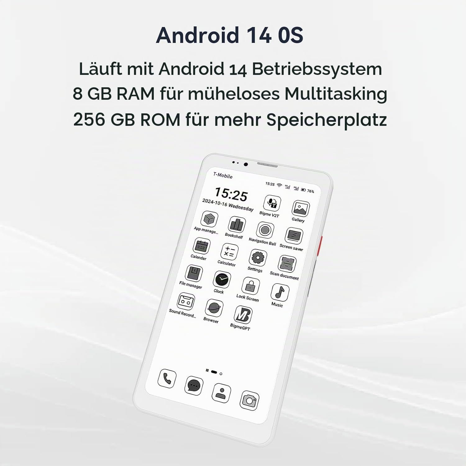 Bigme HiBreak Pro 6,13" ePaper E-Ink Telefon mit Fingerabdruck Unlock, NFC, 8GB+256GB, eBook Reader Android E Ink eReader Smartphone mit Android 14, 5G Dual SIM, 300PPI, Lange Akkulaufzeit, Weiß