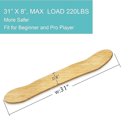 Miniatura 4 de Beipoo Tablas de patineta en blanco de 31 x 8 pulgadas, natural, patineta de doble cola de arce de 7 capas, ideal para reemplazo y pintura artística