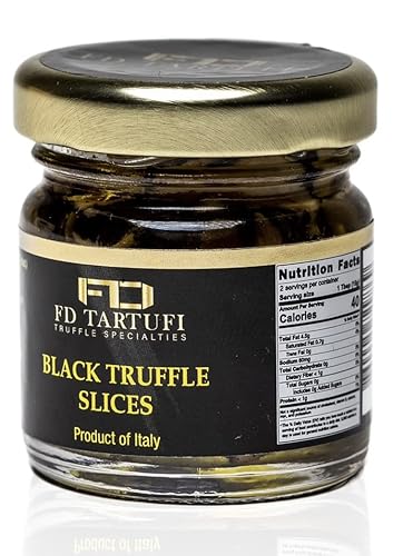 FD TARTUFI - Rebanadas de trufa negra de 30 g 105 oz - Tuber Aestivum Alimentos gourmet Condimentos Sin OMG Fabricado en Italia Champiñones