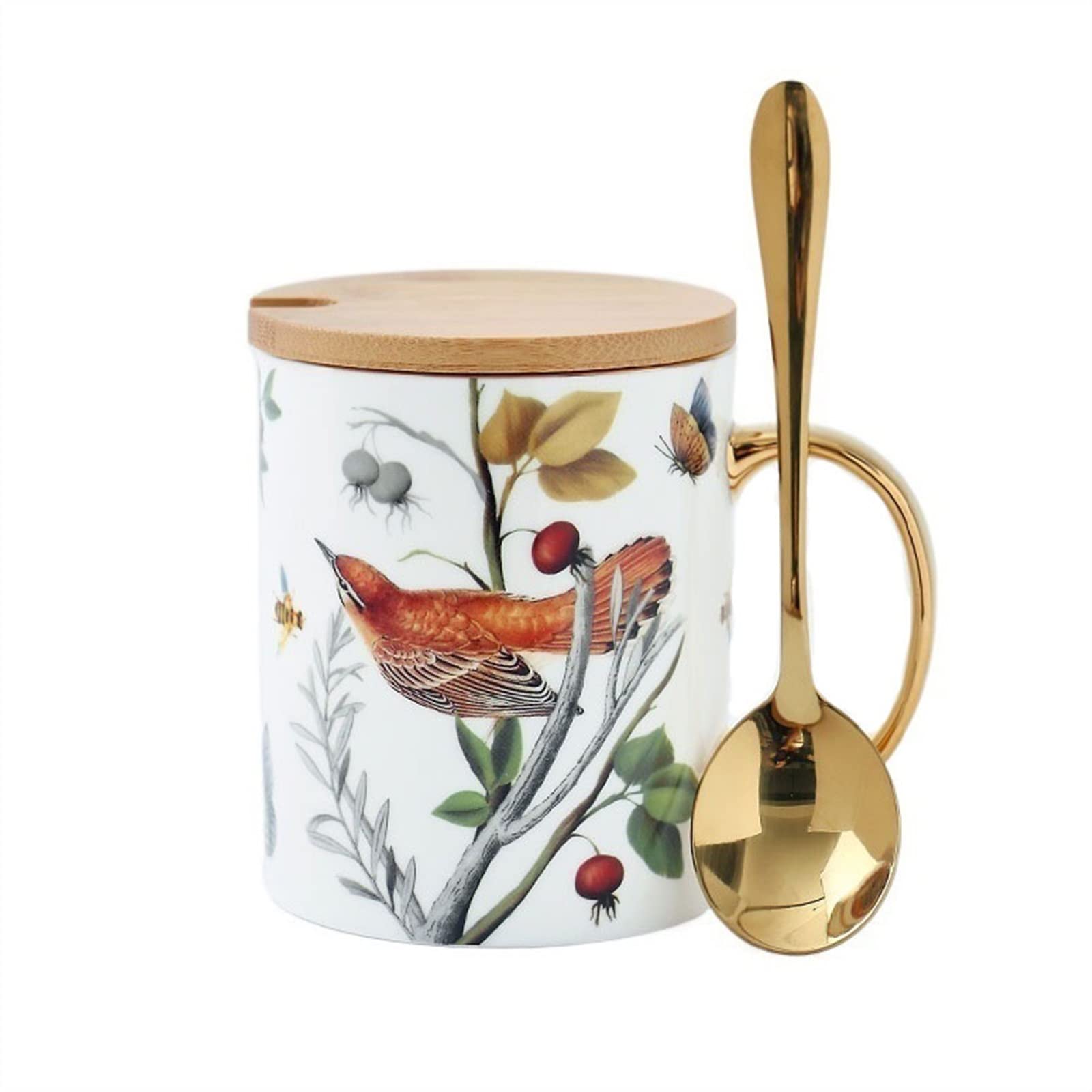 Tazzine da Caffè Tazza da bere creativa dipinta a mano da 300 ml Tazza da caffè Bone China Tazza da latte for la colazione da ufficio a casa di grande capacità con cucchiaio Set di Tazze ( Color : A )