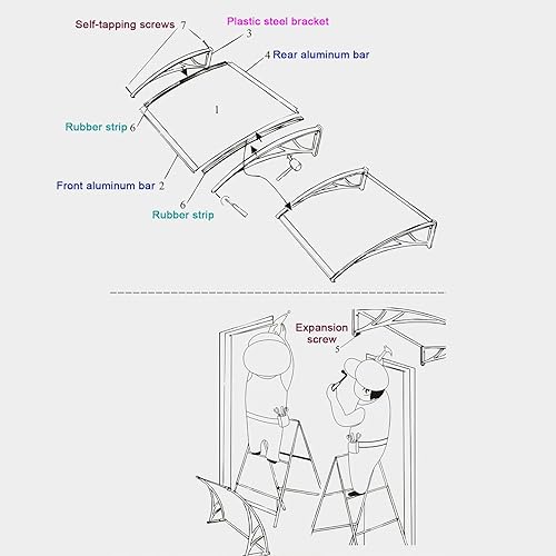 Miniatura 9 de Cubierta de refugio de lluvia para ventana de exterior, toldo para puerta delantera, toldo para exteriores, ventana de jardín, patio, cubierta de