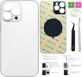 14 Pro Max Back Glass Replacement for iPhone 14pro Max Back Cover Glass Silver, 6.7 Inch with Pre-Installed Tape +Installation Instruction + Repair Tools Silver