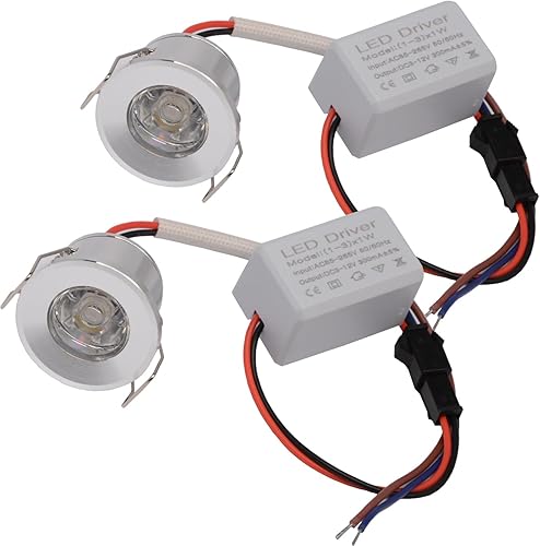 Scpopfer Paquete de 2 mini focos empotrados de 1 W para escaparate de techo debajo del gabinete, con CA 110 V, 220 V a DC3-12 V, fuente de disponible en Yaxa Venezuela
