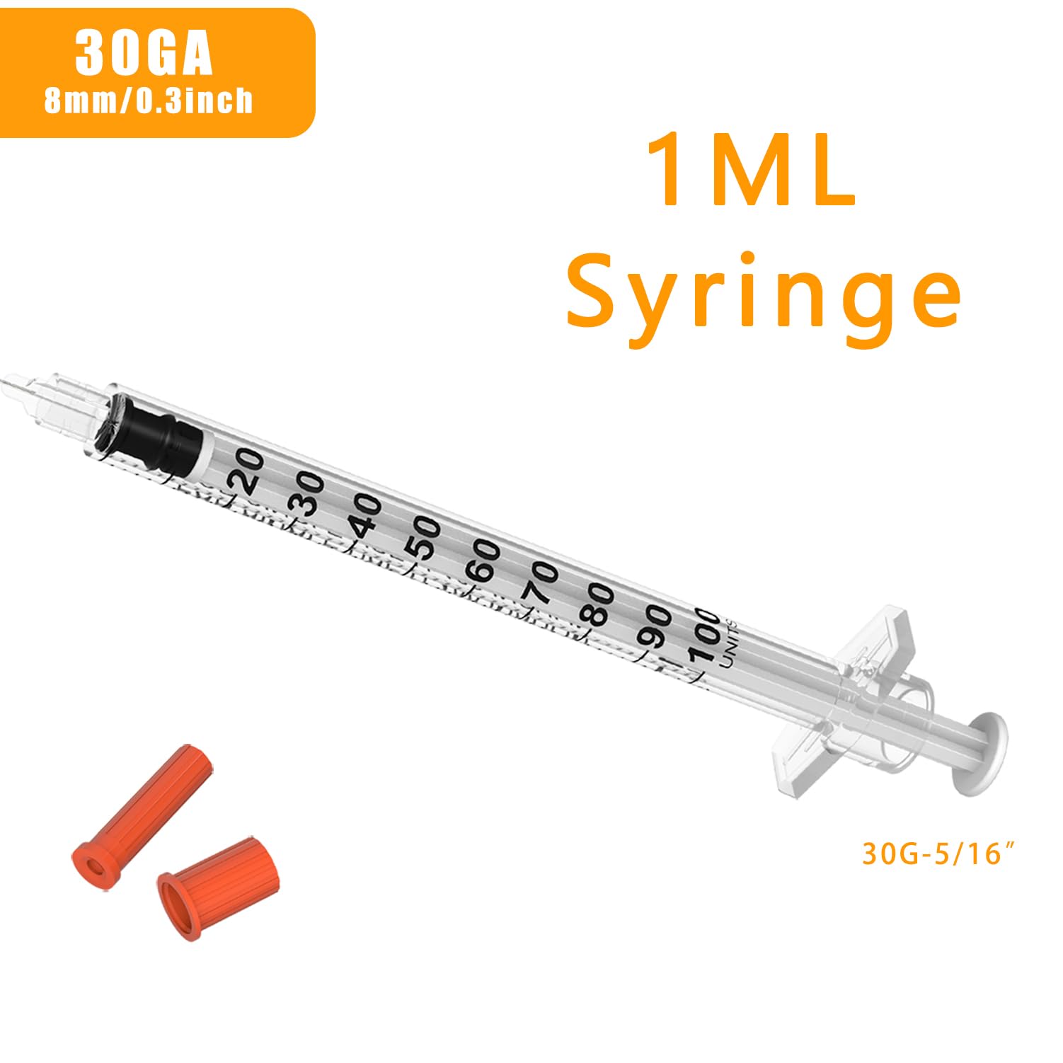 U-100 Disposable Syringes with Needle,1ml/cc,30G 5/16" (8mm), Individually Wrapped – 100 Pack| Lab Supplies — Amazon image 2