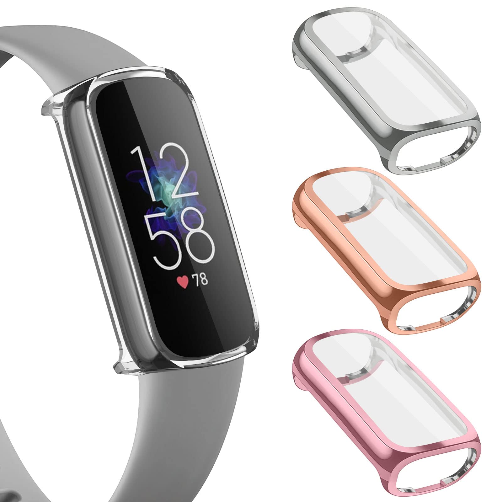 Screen Protector compatible with Fitbit Luxe, HD Clear TPU All-Around Coverage Protective Case, Scratch-proof Anti-collision Screen Protector compatible with Fitbit Luxe(Pack E1)