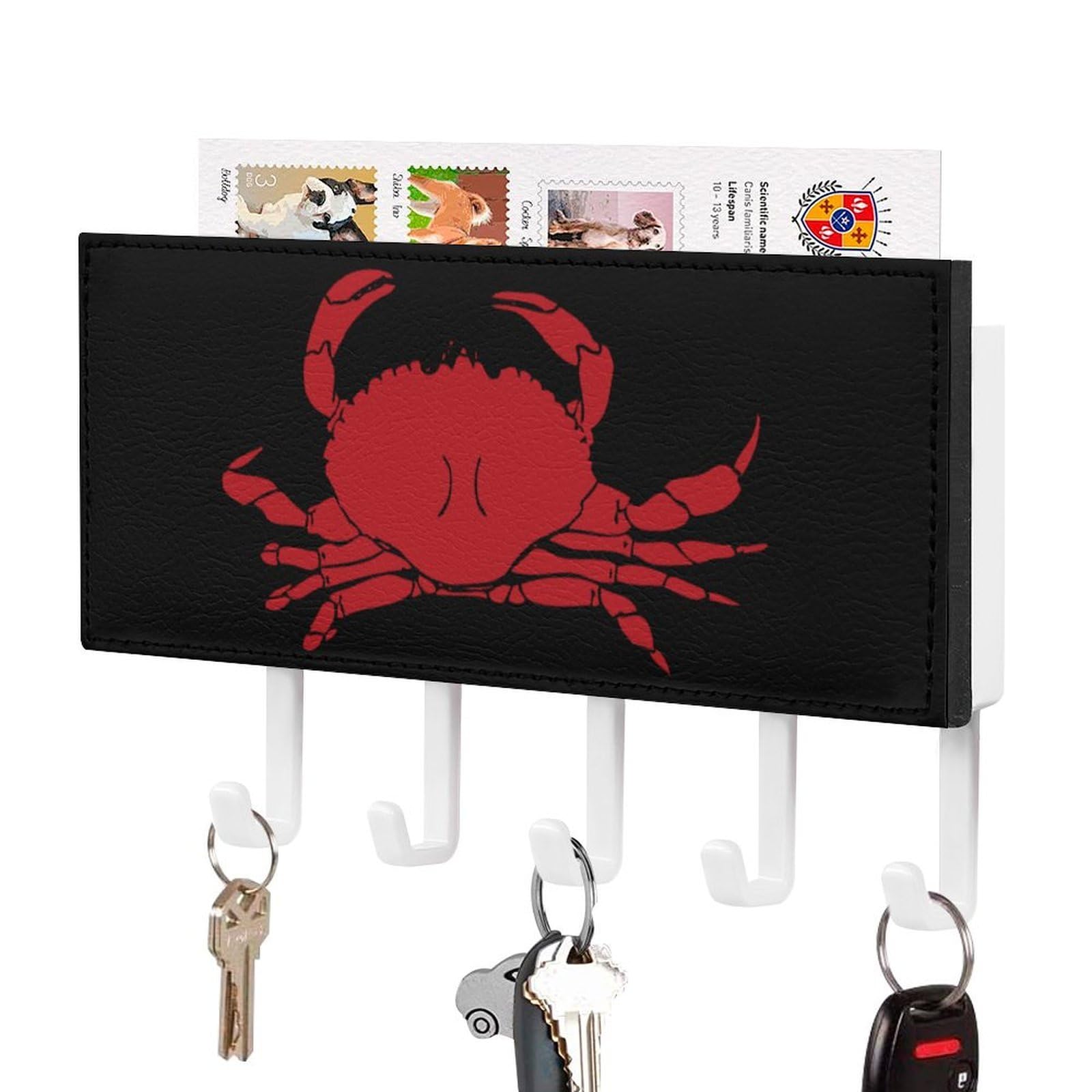 NCLQVJXZKHW Crabs Key Holder with 5 Hooks Key Hooks Wall Mounted Key Racks Key Hanger Organiser Shelf
