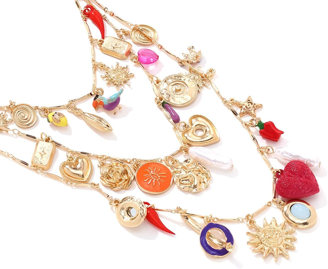 LUREME Boho Beach Necklace - 3-Layer Golden Charm Pendant Necklace for Women, Adjustable Layered Jewelry (nl006378) - Image 6