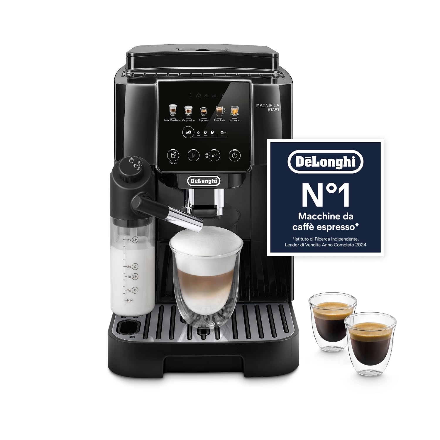 De’Longhi Magnifica Start – Perfetto Macchina da Caffè Automatica, LatteCrema Montalatte Automatico, 4 Bevande in un Solo Tocco per Espresso e Cappuccino, Comandi Soft Touch, Nero (ECAM220.91.B)