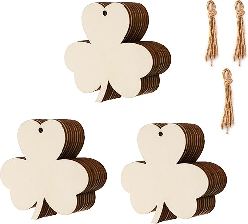 Miniatura 42 de Paquete de 50 rebanadas de madera pintables en blanco para colgar en forma de corazón natural para niños, manualidades, manualidades H-50 corazones