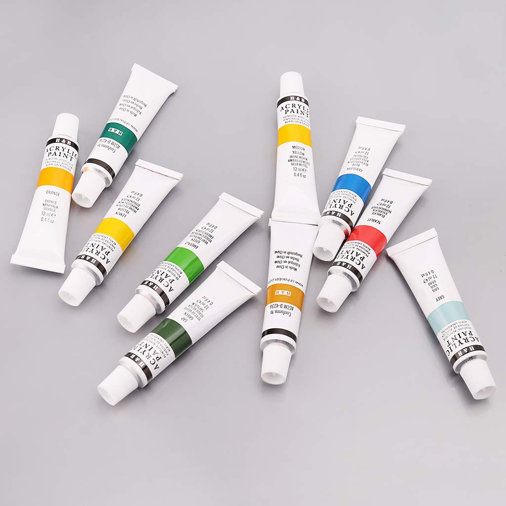 24 Farben Acrylfarben Set 12ml Tuben Zeichnung Malpigment Handgemalte Wandfarbe für Künstler DIY