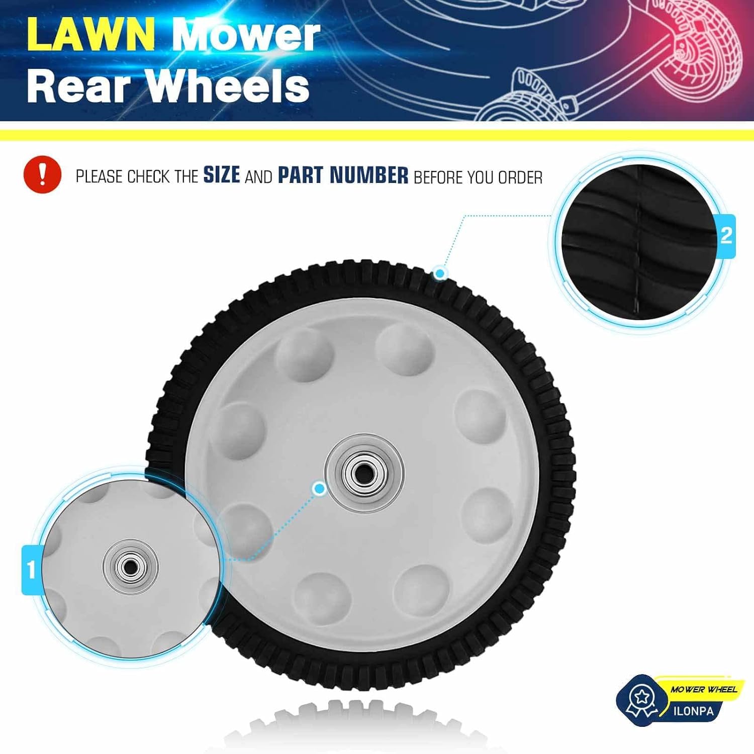 734-04127 Rear Wheel for MTD 734-04019 73404019 734-04127 Wave Rear Wheels (2 Pack)