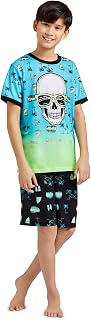 Boys 3-Piece Pajama Set Kids Sleepwear, Short Sleeve Top with Long Cuffed Pants and Matching Shorts PJ Set