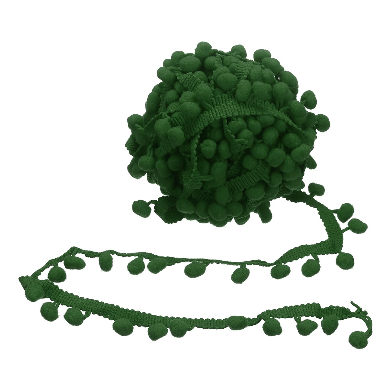 sourcing map 6 Yards Pom Poms Trim, 0.47" Wide Pompoms Balls Fringe Trim Ribbon Tassel Lace Accessory for DIY Craft Sewing Clothing Curtain Pillow Home Decoration(Green) — image 1