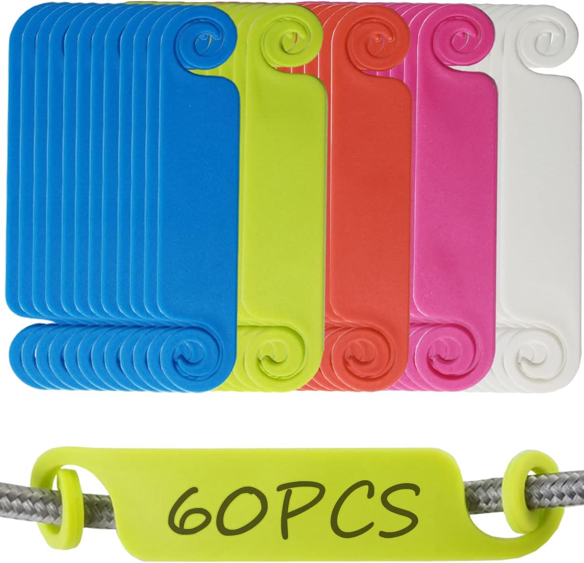 NSBELL 60PCS Cable Tags Cable Management Labels Multicolor Cable Labels Cord