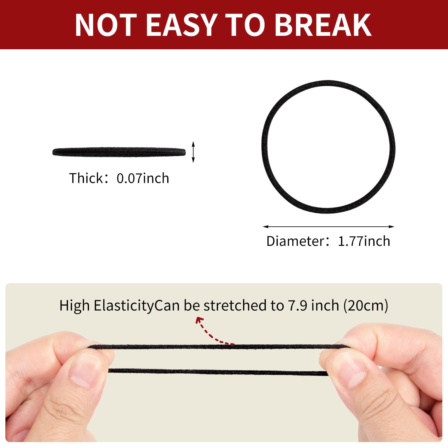 Zouwel Black Hair Bands, 300 PCS Black Hair Bobbles for Women Girls 4mm Elastic Hairs Band Ties No Damage Bobbles for Thick Thin Hairs - Image 3