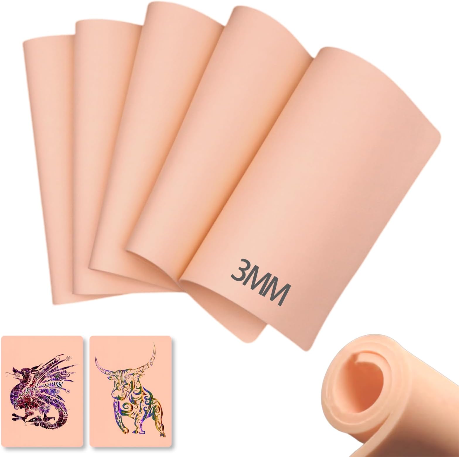 Skin Deep Tattoo Practice Skin - 290x195x3mm Brown Synthetic Skin For Tattoo Artists