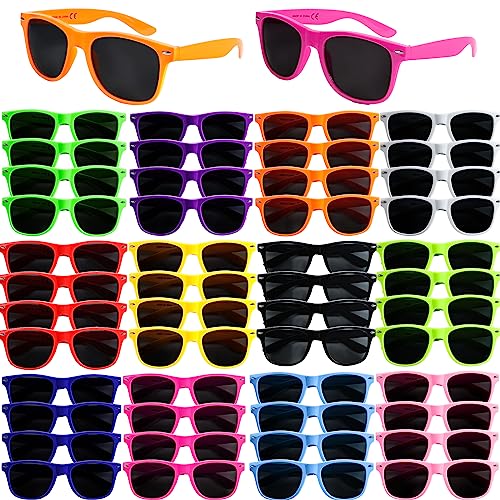 48 Pack 12 Color Neon Sunglasses Party Favors,80’s Retro Style Perfect Colorful Novelty Sun glasses Set for Birthday Party Supplies,Beach,Party Toys,Goody Bag Favors for Boys Girls Teens Adults
