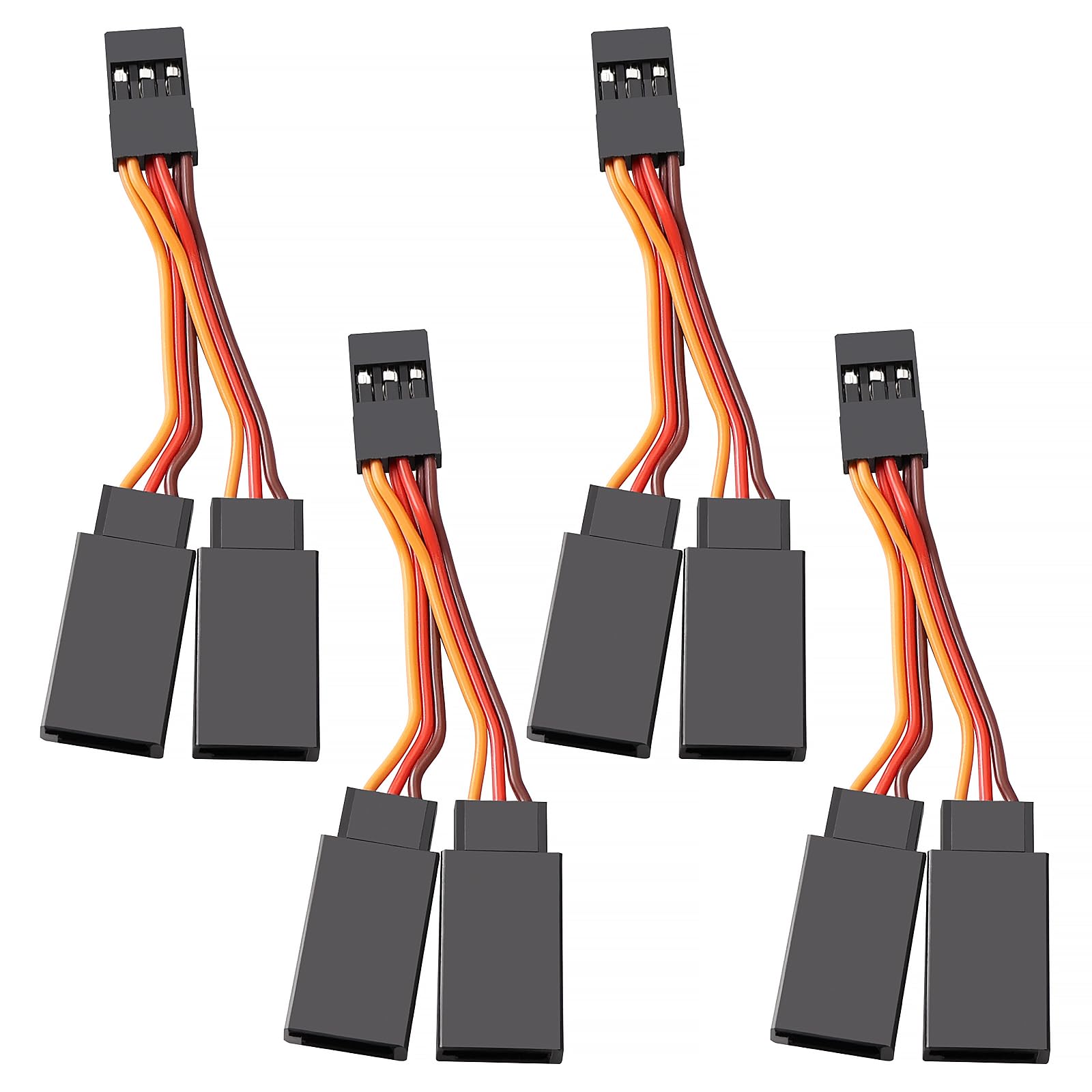 YIXISI 4 PCS 50mm JR Style Servo Extension Cable, 3-Pin JR 1 Male to 2 Female Y Harness Splitter Cable 26 AWG 30 Cores Wire, Servo Cables, for Remote Control Aircraft