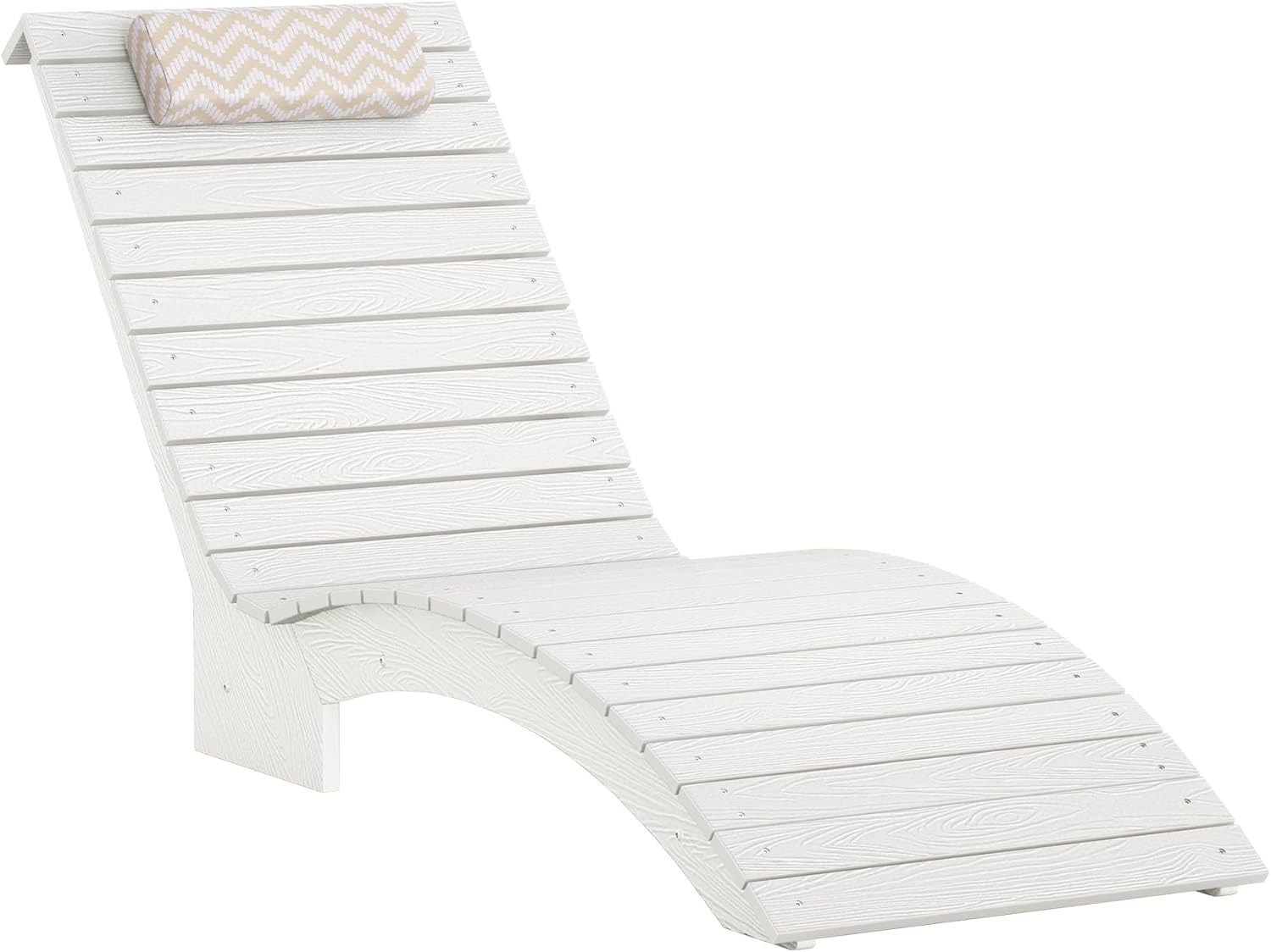 Pool Lounge Chairs Outdoor Set of 2，HDPS Long Pool Chairs for in Pools, Weighted All Weather Tanning Chair with Headrest，Chaise Lounge for Outside Beach Patio Sun Bathing Hotel, White